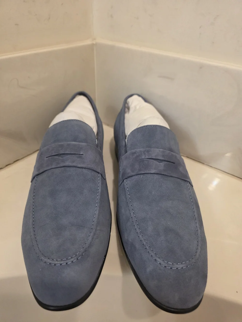 Johnson & Murphy Men's Blue Suede Penny Loafers